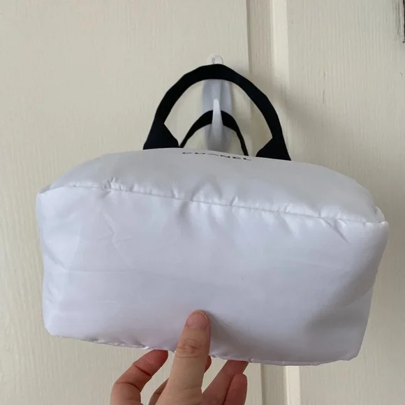 Brand New Chanel White Puffy Top Handles Beauty Makeup Cosmetic Bag
